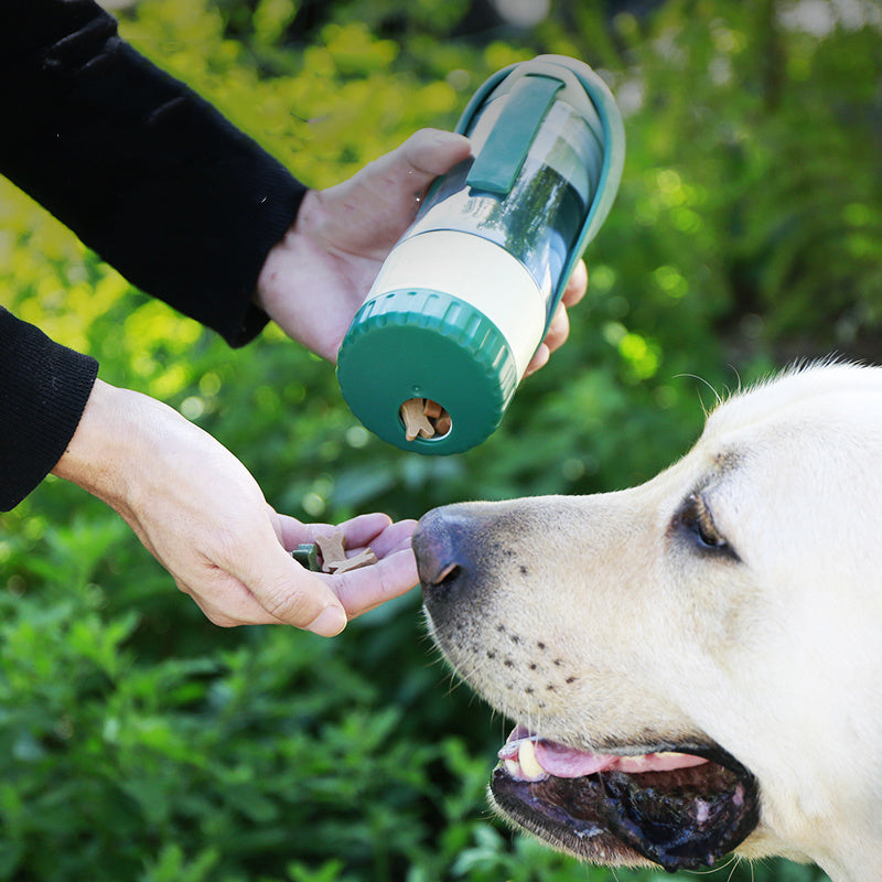 2 In 1 Multifunction Pet Dog Water Bottle Silicone Foldable Portable 