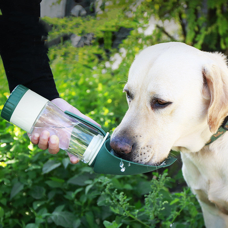 2 In 1 Multifunction Pet Dog Water Bottle Silicone Foldable Portable 