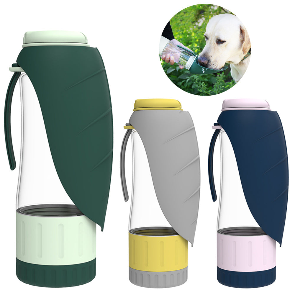 2 In 1 Multifunction Pet Dog Water Bottle Silicone Foldable Portable 