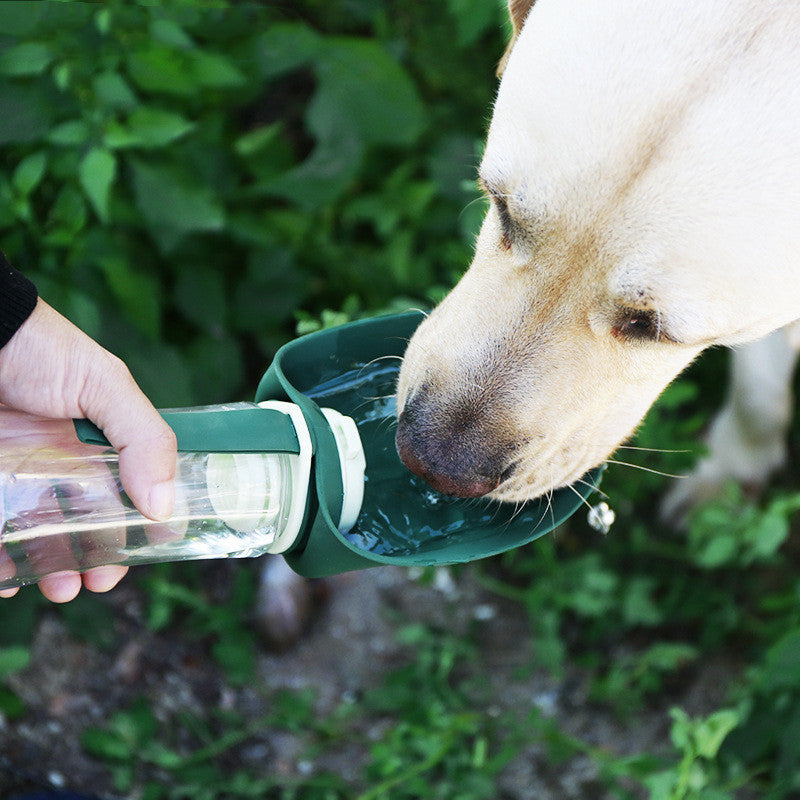 2 In 1 Multifunction Pet Dog Water Bottle Silicone Foldable Portable 